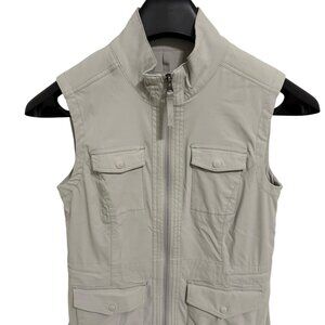 Eddie Bauer Travex Atlas 2.0 Utility Vest Womens Small Beige Pockets Stretch